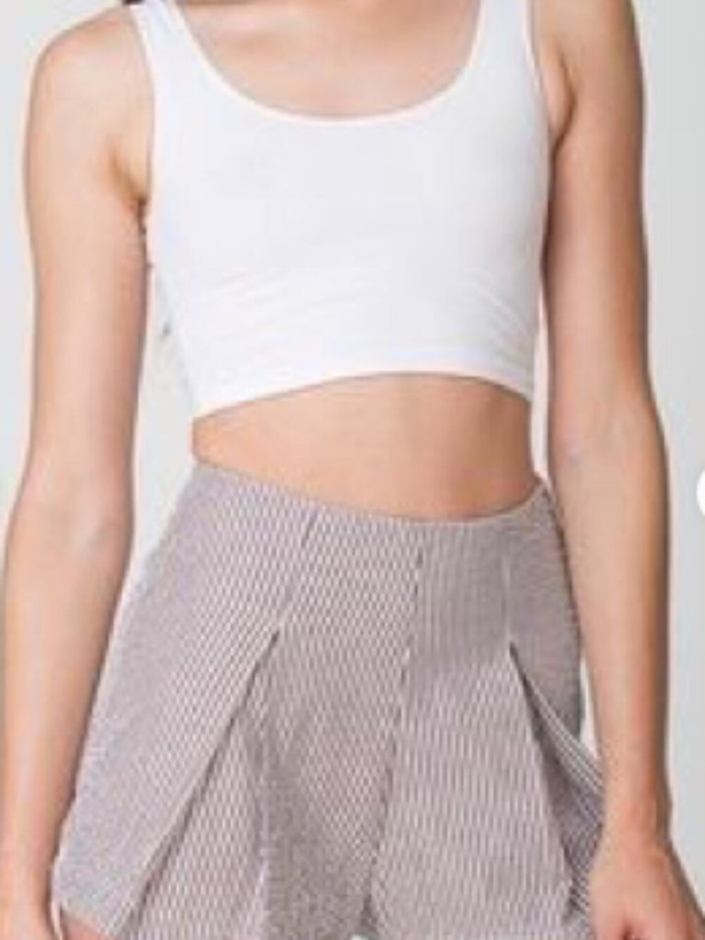 AMERICAN APPAREL Gray Stripe High Waisted Flutter Pleat Hot Short M